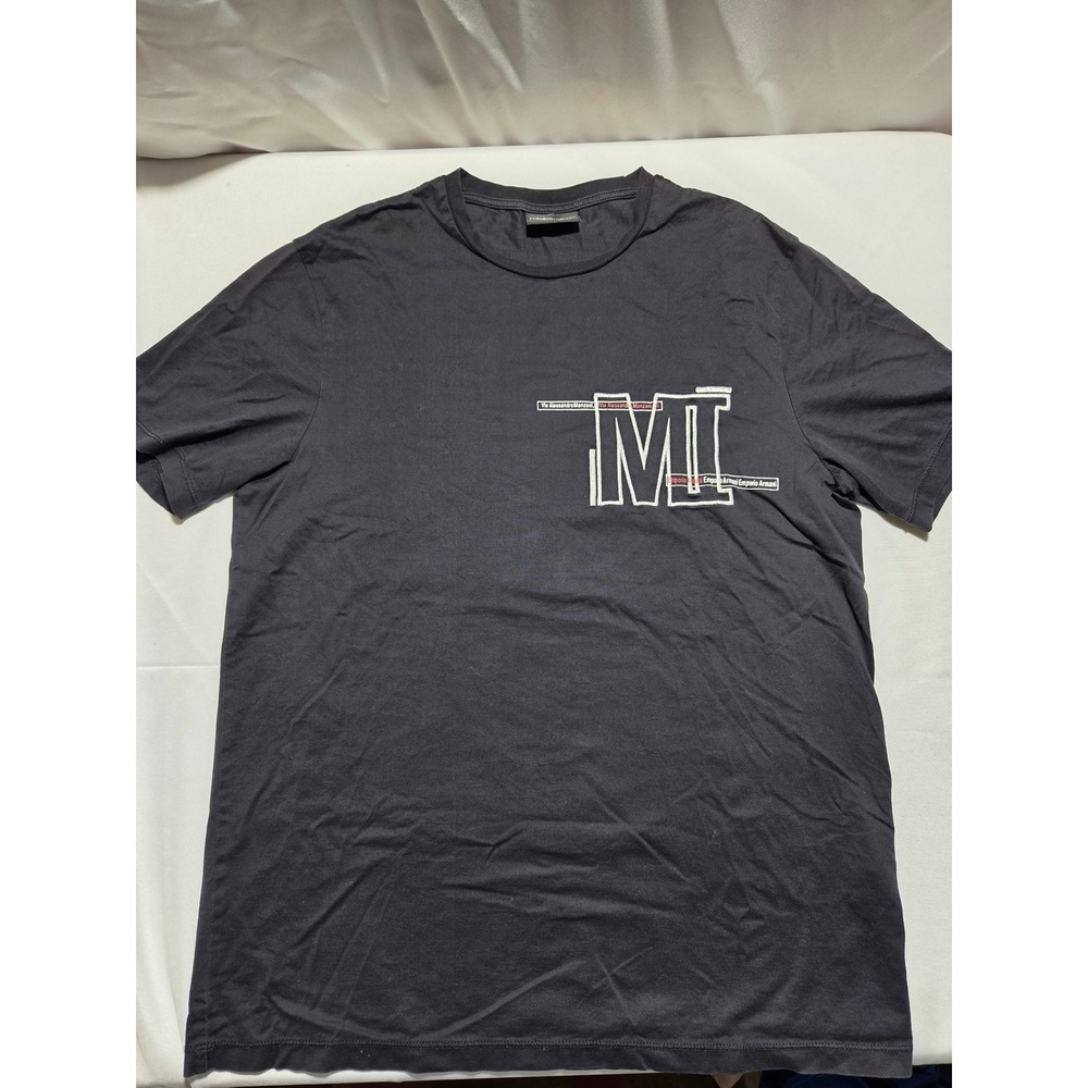 Emporio‎ Armani Mens Graphic T-Shirt Navy Blue Large Via Alessandro Manzoni L